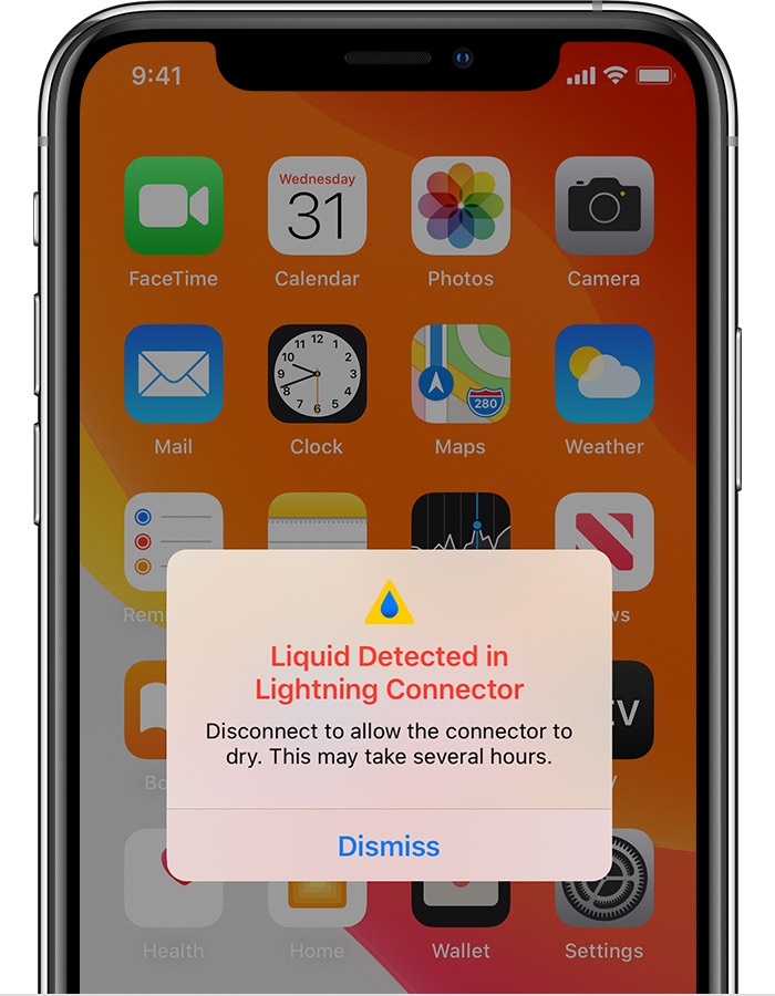 白朗苹果手机维修分享iPhone 12 在充电时出现 “闪电接口检测到液体”的提示怎么办 